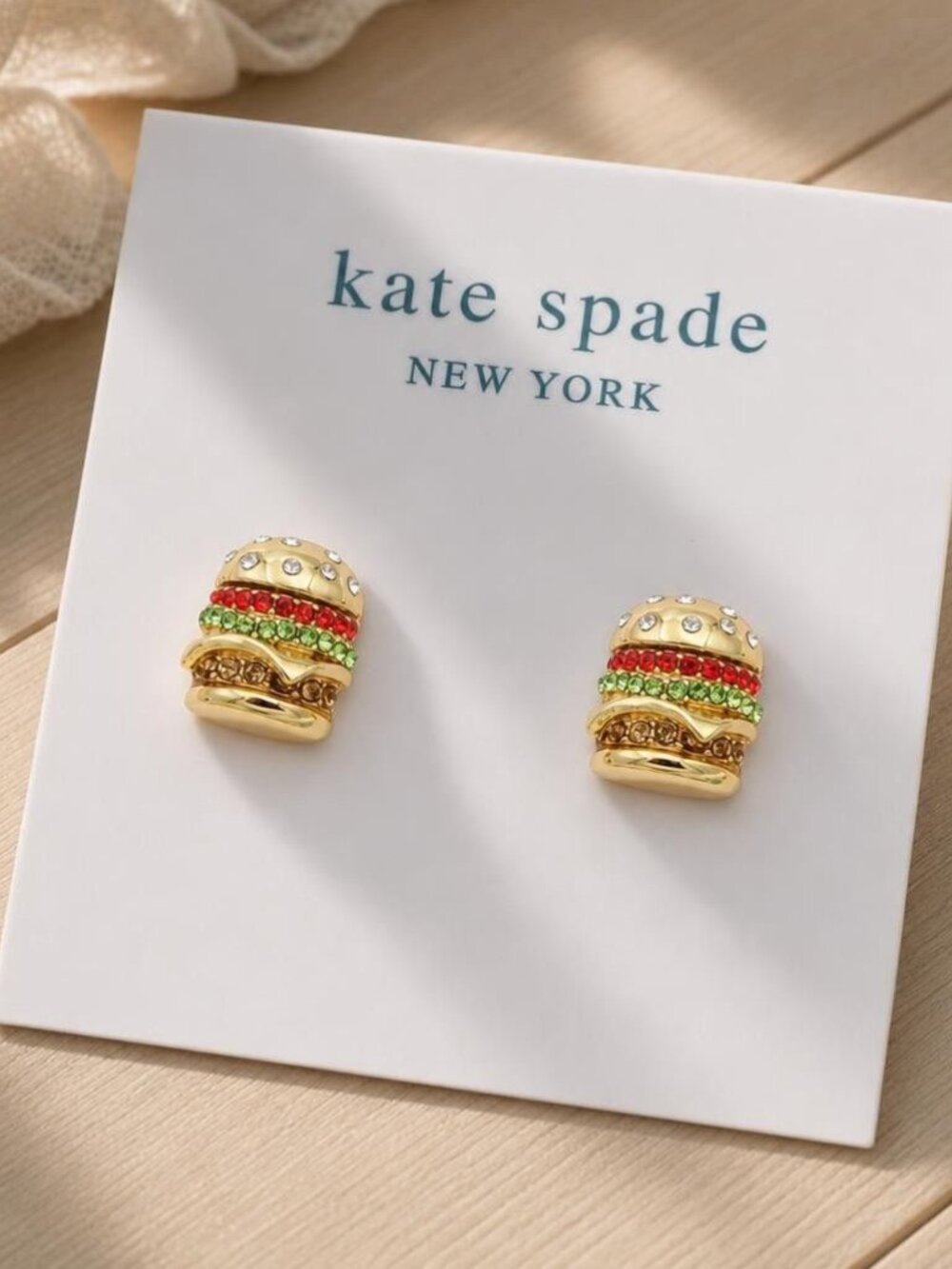 Kate Spade Fast Food Burger Stud Earrings Gold